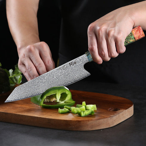 Takeshi-Damast Kochmesser - Japanische Damast Koch Messer