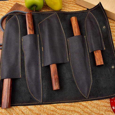 Kaimoto- Handgefertigtes Damaststahl-Hochwertiges 5 Messer Set