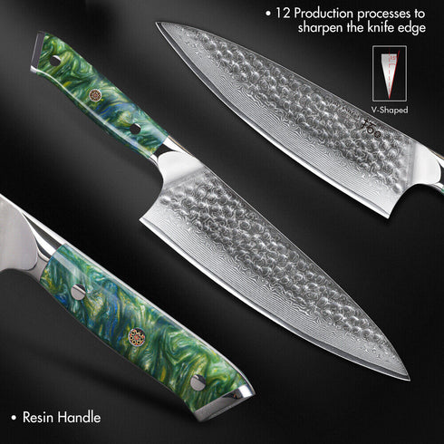 Itachigo - Handgefertigtes Damaststahl-Kochmesser-Set