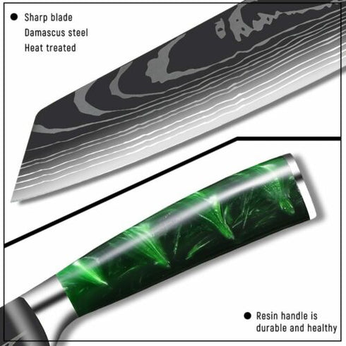 Takeshi- 10stk Japanische Küchenmesser Set - Premium Damast Messerset