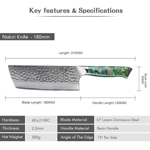 Itachigo - Handgefertigtes Damaststahl-Kochmesser-Set