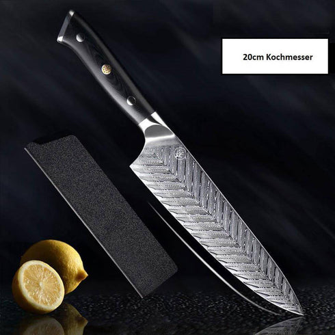 Damast Küchenmesser Set - Handgeschmiedetes Kochmesser