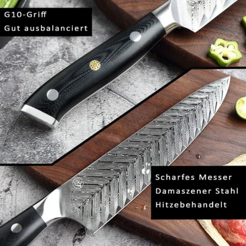 Damast Küchenmesser Set - Handgeschmiedetes Kochmesser