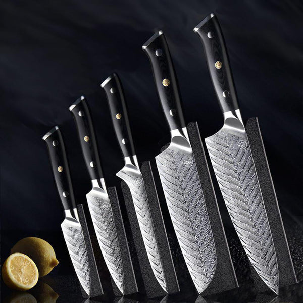 Damast Küchenmesser Set - Handgeschmiedetes Kochmesser
