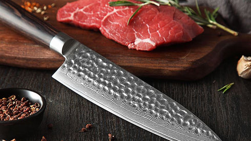 Damast Kochmesser - Hasuko Japanische Damast Koch Messer