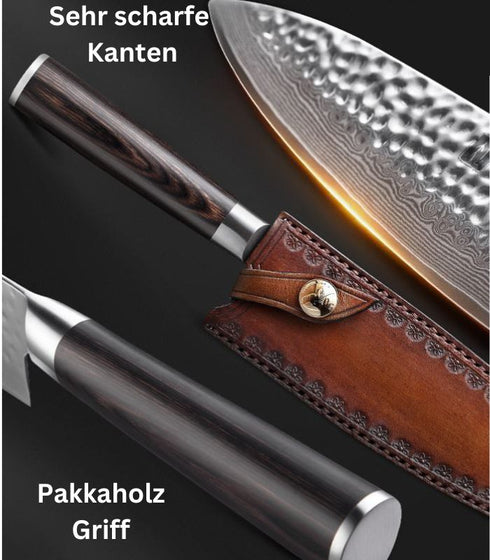 Damast Kochmesser - Hasuko Japanische Damast Koch Messer