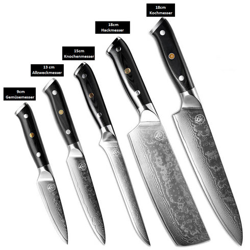 Japanisches Küchenmesser Set - Damast Messerset Premium