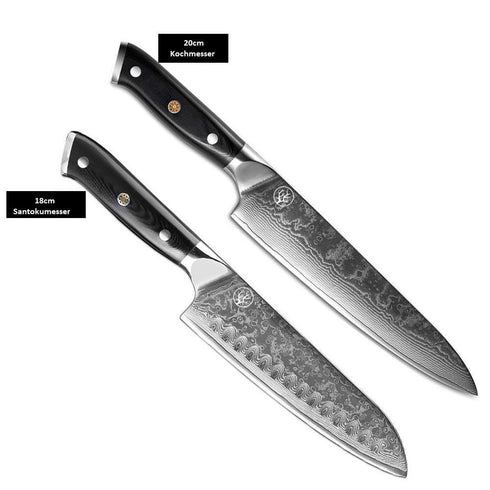 Japanisches Küchenmesser Set - Damast Messerset Premium