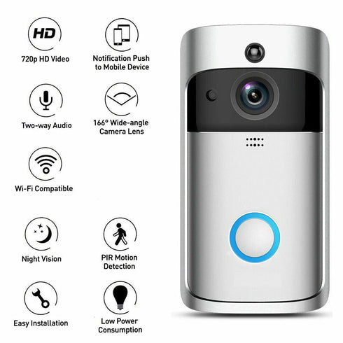 Video Türklingel mit Kamera (WLAN) inkl. Nachtsicht Kamera - 2 Wege Mikrofon und Lautsprecher - CheckBell