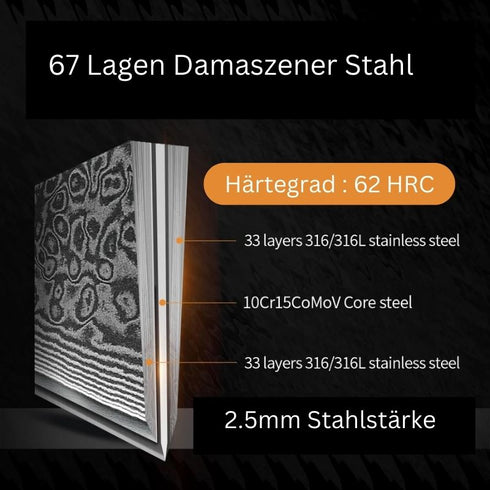 Damast Kochmesser - Haruto Japanische Damast Koch Messer