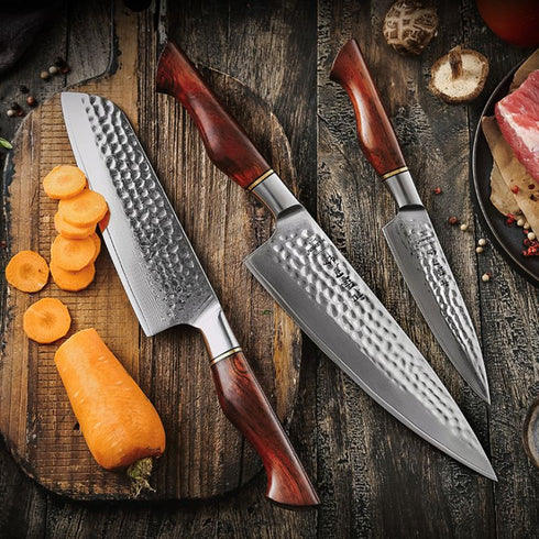 Messer Aus Damaststahl - Himeaki Japanische Damast Messerset