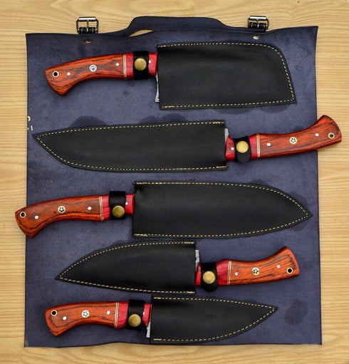 Hinato - Handgefertigtes Damaststahl-Kochmesser-Set