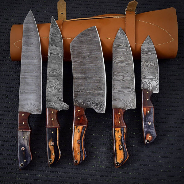 Mesaki- Handgefertigtes Damaststahl-Kochmesser-Set