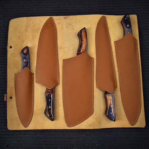 Mesaki- Handgefertigtes Damaststahl-Kochmesser-Set