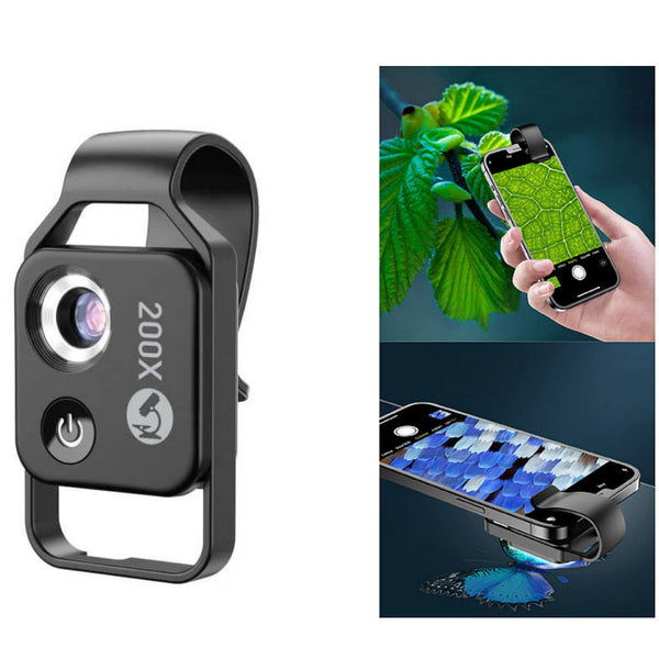 200x Mikroskop für Smartphones, Mikroskop für Kinder, Handy Mikroskop mit 200-fache Vergrößerung