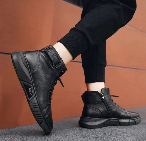 MIZUMO - ROBUSTE HERREN-LEDERSTIEFEL AUS SCHWARZEM LEDER
