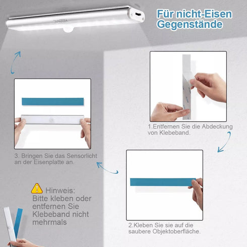 Schrankleuchten mit Bewegungsmelder, Wiederaufladbar LED Licht für Regale, Schränke