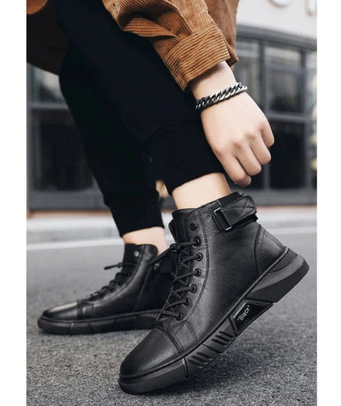 MIZUMO - ROBUSTE HERREN-LEDERSTIEFEL AUS SCHWARZEM LEDER