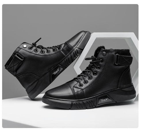MIZUMO - ROBUSTE HERREN-LEDERSTIEFEL AUS SCHWARZEM LEDER