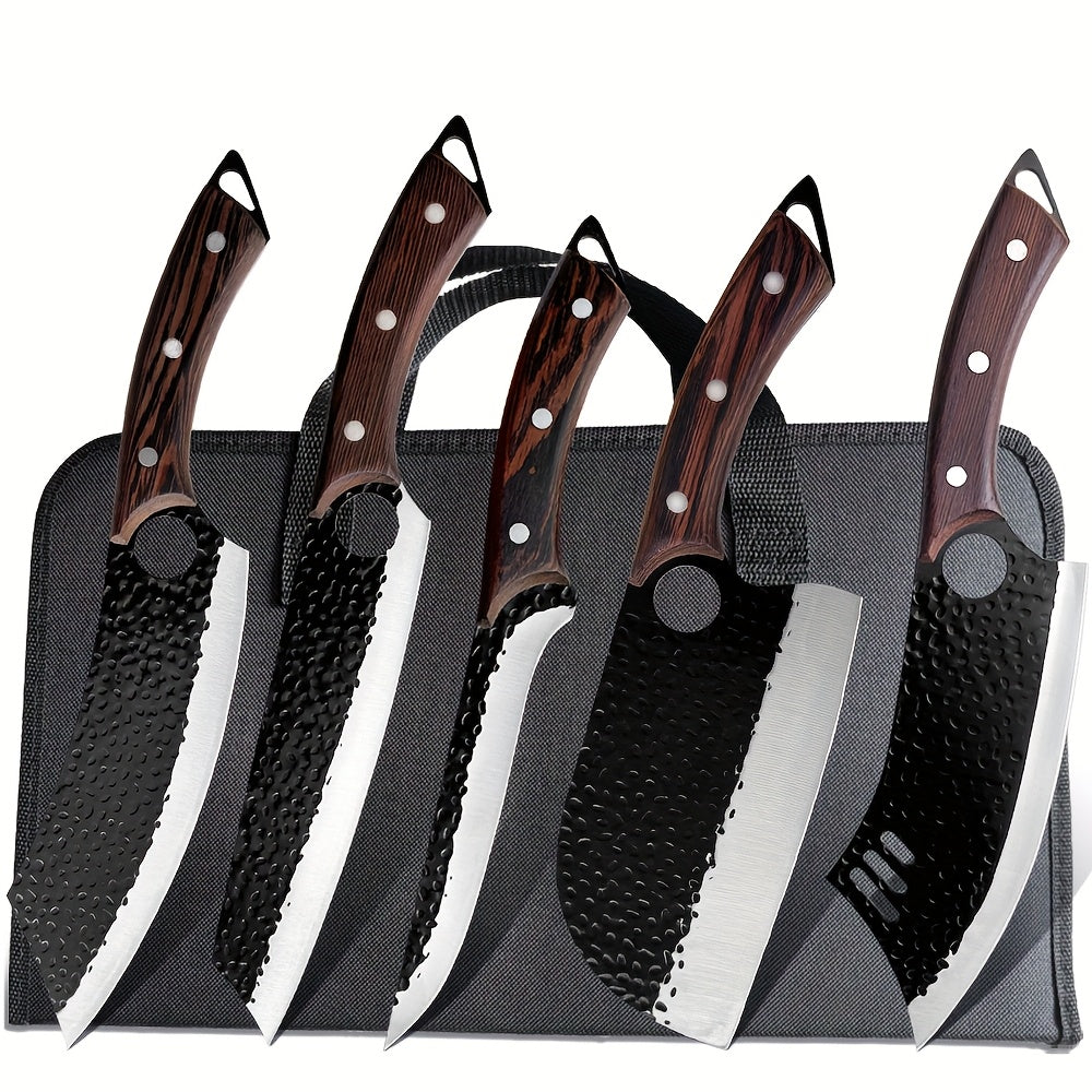 Haruki 5‑Klingen Profi-Messer-Set – 7Cr17MoV Edelstahl, Holzgriff & Nylon-Tragetasche für Küche & Outdoor