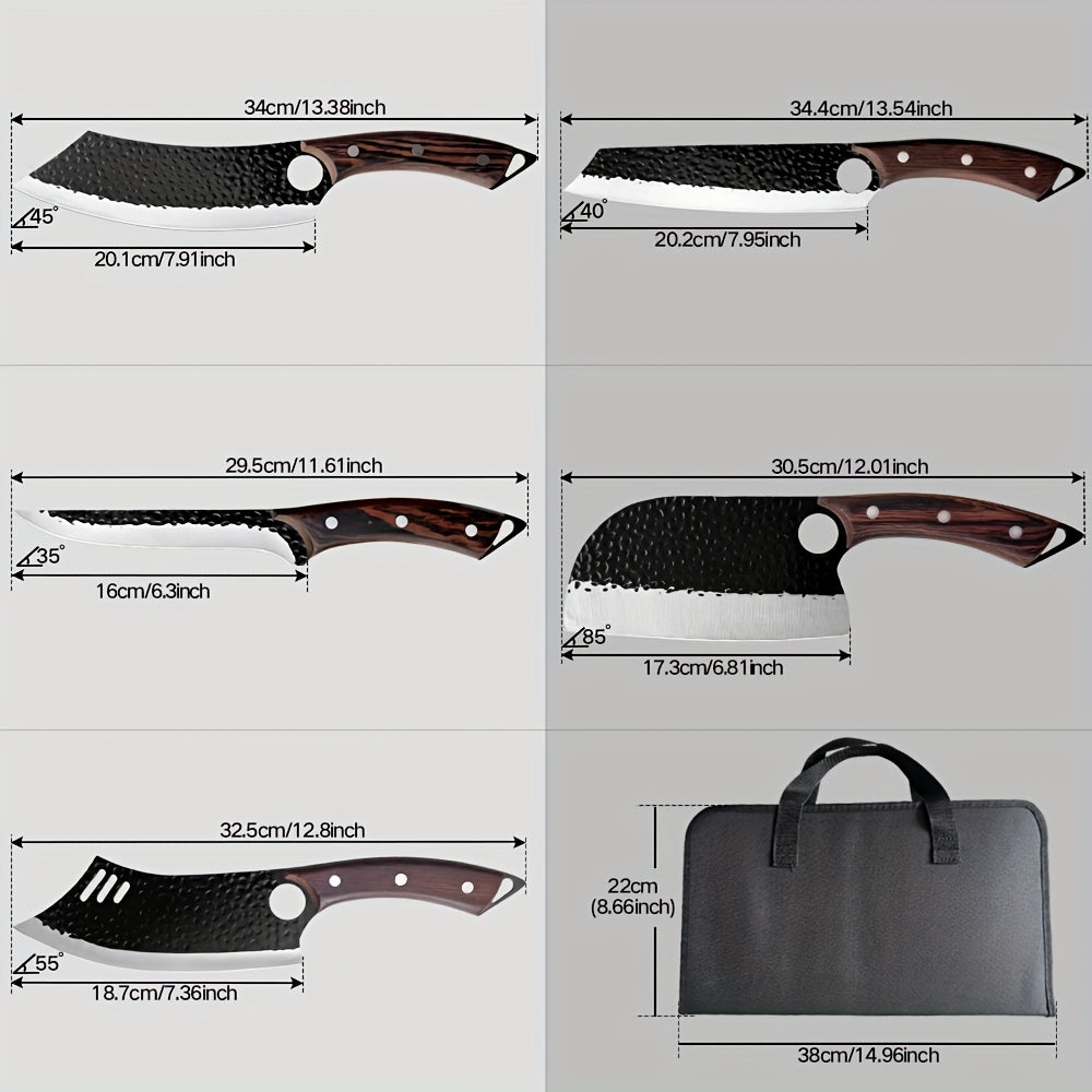 Haruki 5‑Klingen Profi-Messer-Set – 7Cr17MoV Edelstahl, Holzgriff & Nylon-Tragetasche für Küche & Outdoor