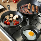 GussFeueri – 3er Set Gusseisenpfannen für Grill, Gas & Ofen | 17 cm, 21 cm, 26 cm | Für Steak, Rösti & mehr