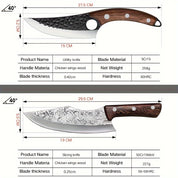 Kenji 2‑Klingen Messer‑Set – Edelstahl Fleisch- & Outdoor-Messer mit Holzgriff