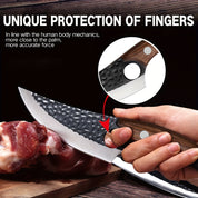 Kenji 2‑Klingen Messer‑Set – Edelstahl Fleisch- & Outdoor-Messer mit Holzgriff