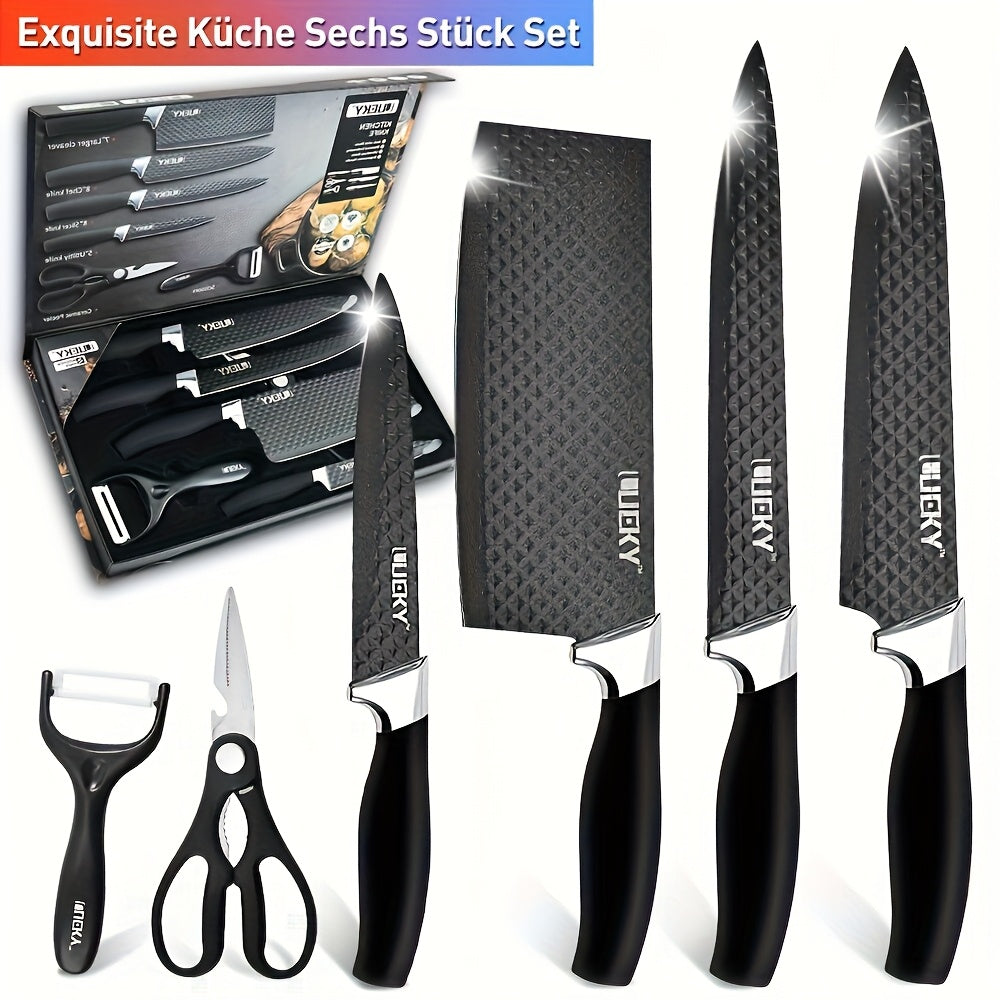 Yukari 6‑Klingen Küchen-Set – Edelstahlmesser mit Sparschäler & Schere