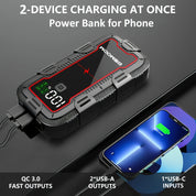 Raiden 6000A Auto Starthilfe Powerbank – Tragbarer Jump Starter mit 26800mAh Akku, 12V Booster, LCD-Display & LED Notlicht
