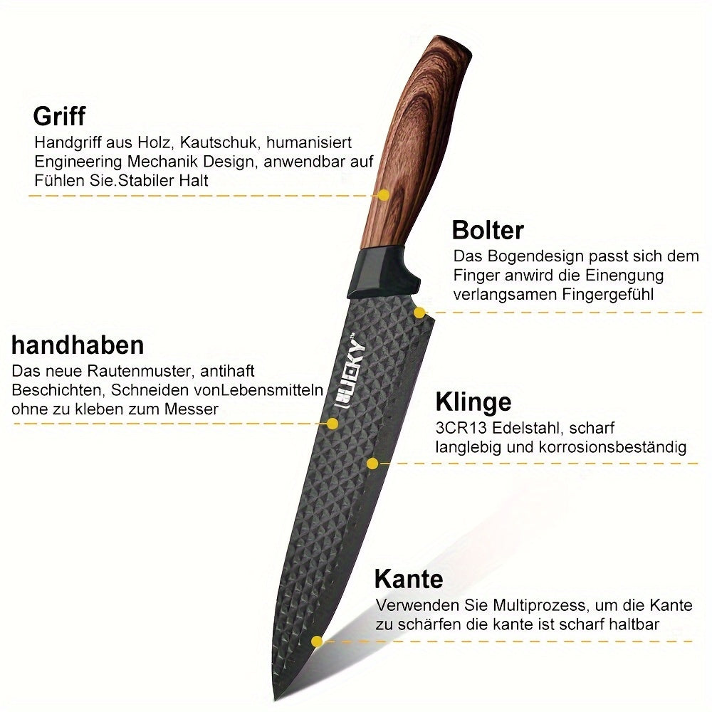Yukari 6‑Klingen Küchen-Set – Edelstahlmesser mit Sparschäler & Schere