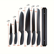 Kurotai 7‑teiliges Profi-Messer-Set – Schwarzes Titan-Küchenmesser Set aus rostfreiem Edelstahl mit ergonomischen Griffen
