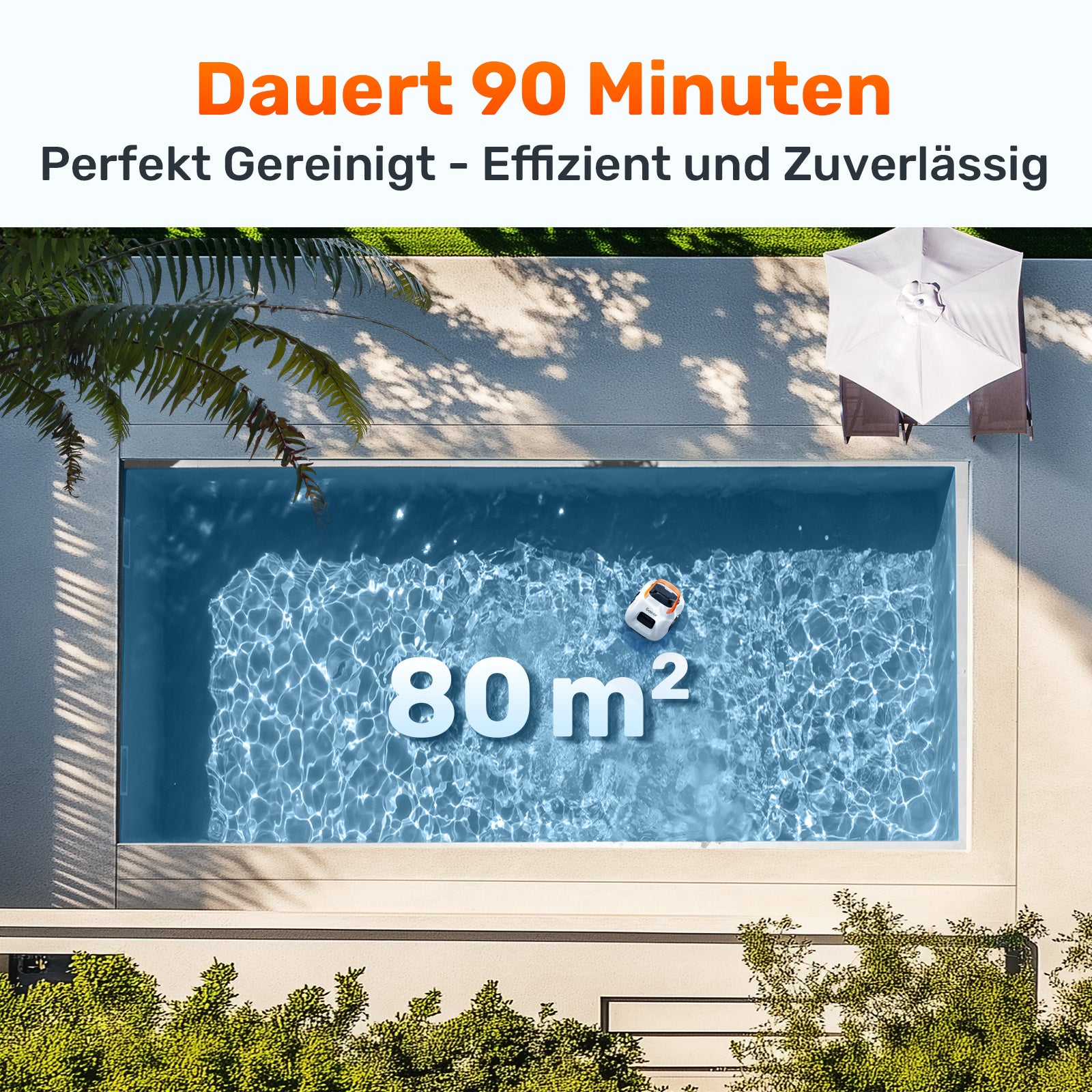 AquaVolt Akku Pool-Roboter – Kabelloser Poolreiniger mit 90 Min Laufzeit & Selbstparkfunktion
