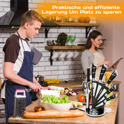 Atsuki 9‑Klingen Messer-Set – Hochwertiger 360° Edelstahl, komfortable Griffe, Messerhalter & Tragetasche