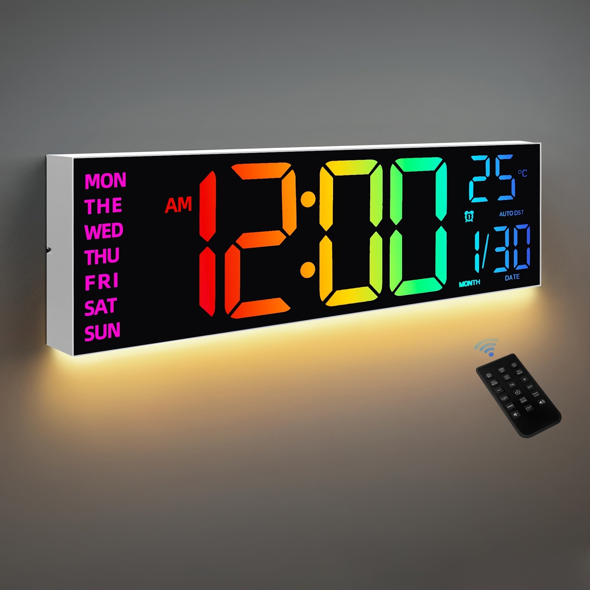 Tomori LED-Digitaluhr 41 cm – USB, RGB-Farben, Dual-Alarm & Fernbedienung