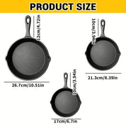 GussFeueri – 3er Set Gusseisenpfannen für Grill, Gas & Ofen | 17 cm, 21 cm, 26 cm | Für Steak, Rösti & mehr