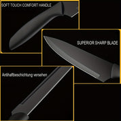Kurotai 7‑teiliges Profi-Messer-Set – Schwarzes Titan-Küchenmesser Set aus rostfreiem Edelstahl mit ergonomischen Griffen
