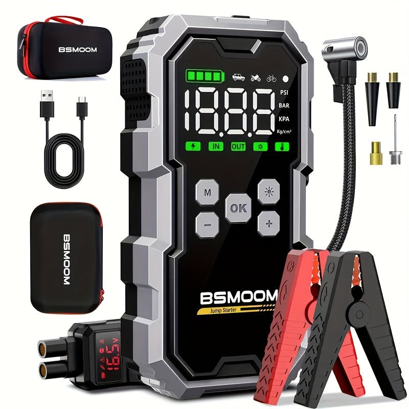 Shōgeni 4-in-1 Jumpstarter – 6000A Starthilfe mit Powerbank, Kompressor & LED-Notlicht