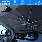 Shinkaze 360° Auto-Sonnenschutzschirm – Faltbarer UV-Schutz für Windschutzscheibe mit Carbonrahmen & Drehgriff