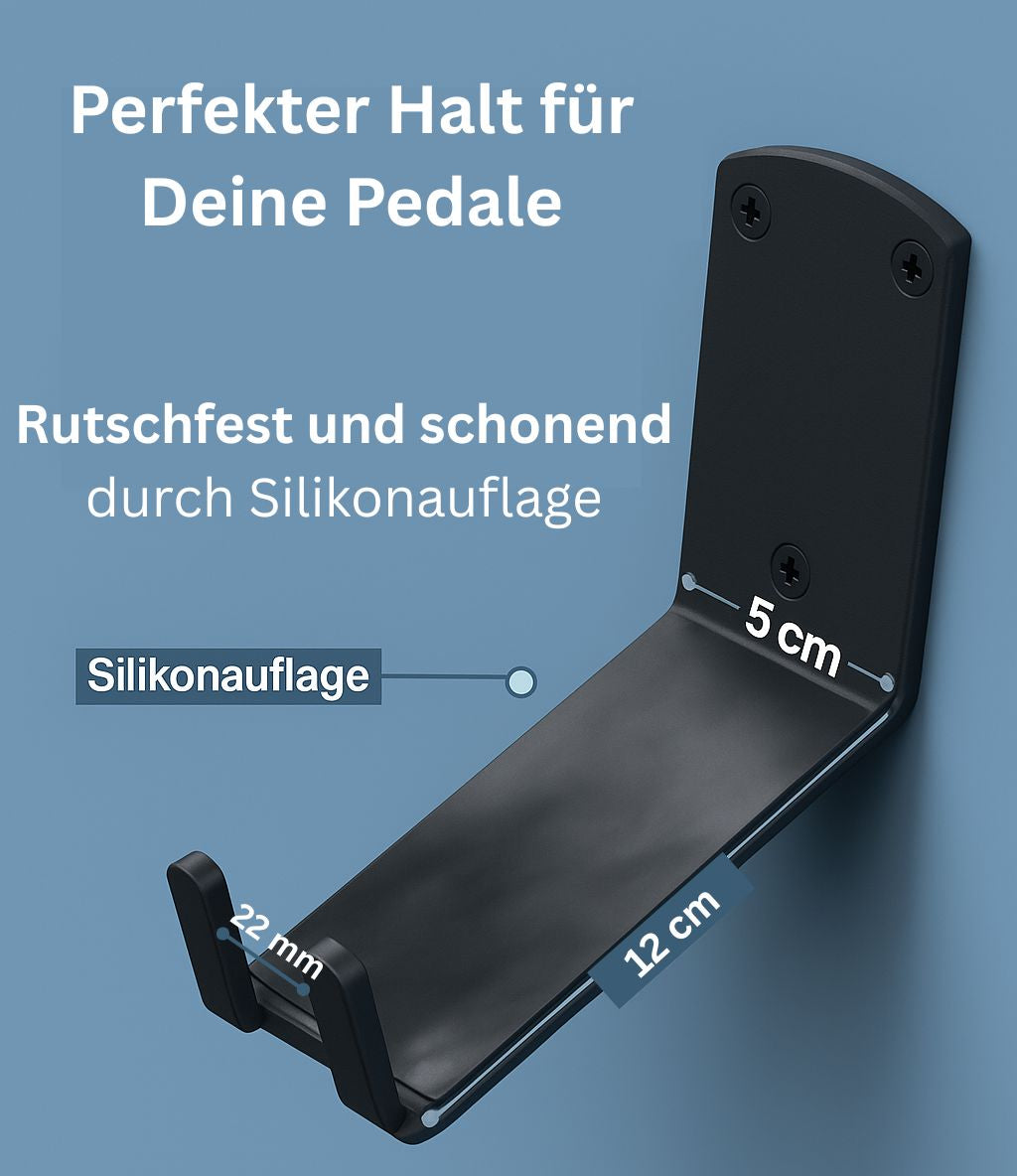 Fahrrad Wandhalterung für Pedale, rutschfest mit Silikon, Maße 11,5 x 5 cm, schwarz