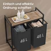 LaundryPro Wäschesortierer – Metallgestell mit 2 austauschbaren Wäschesäcken, platzsparend & flexibel