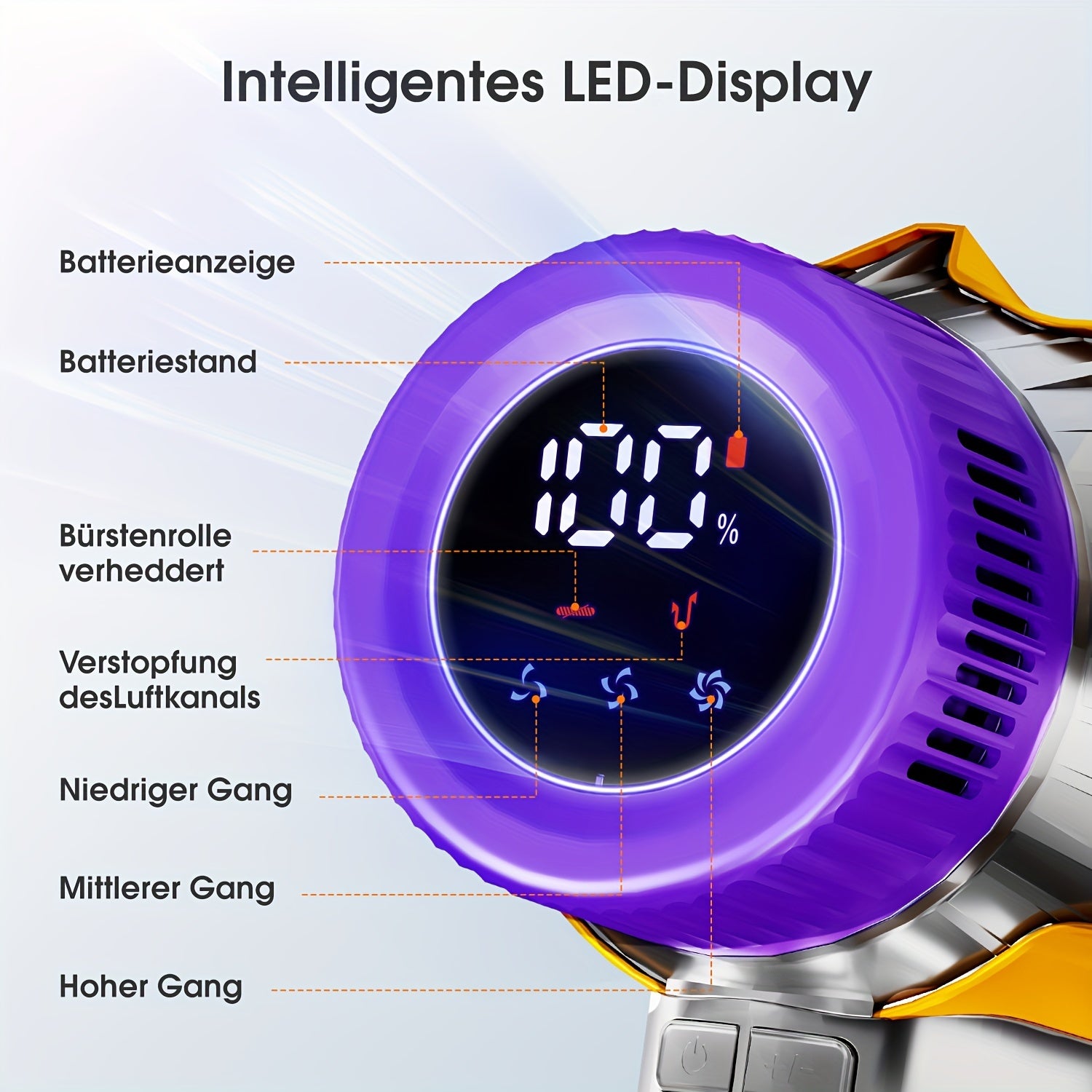 PowerStaub 500W kabelloser Staubsauger mit LED-Anzeige
