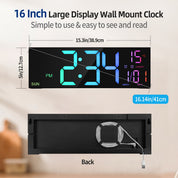 Tomori LED-Digitaluhr 41 cm – USB, RGB-Farben, Dual-Alarm & Fernbedienung