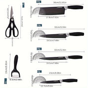 Yukari 6‑Klingen Küchen-Set – Edelstahlmesser mit Sparschäler & Schere