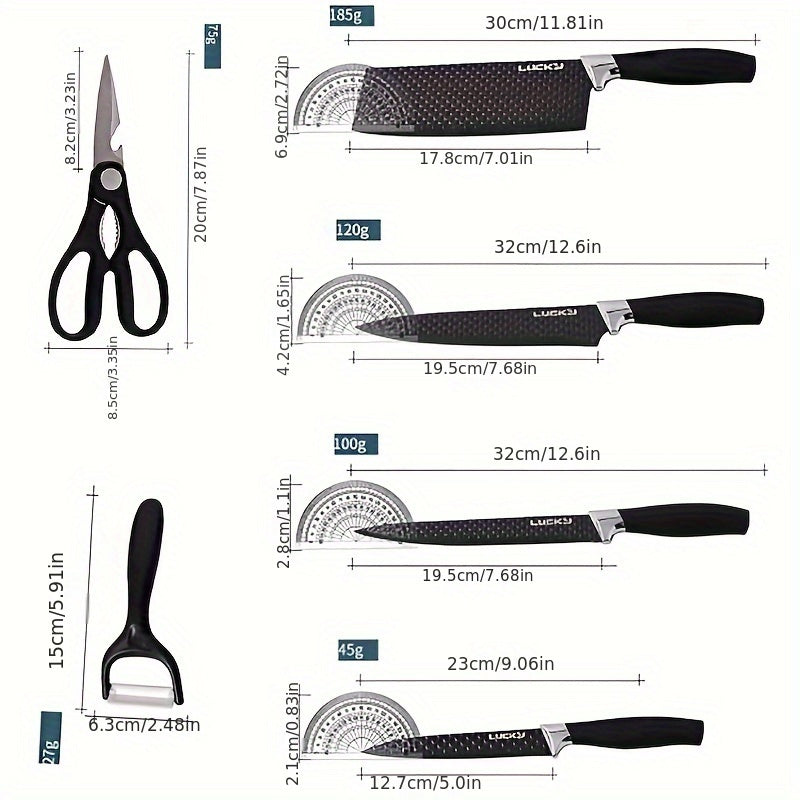 Yukari 6‑Klingen Küchen-Set – Edelstahlmesser mit Sparschäler & Schere