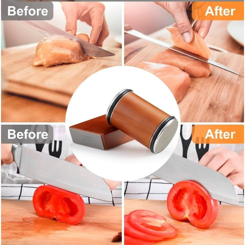 Hirotaki – Magnetischer Roll-Messerschärfer mit Winkelhilfe (15°–20°) & Schleifstein aus Stahl