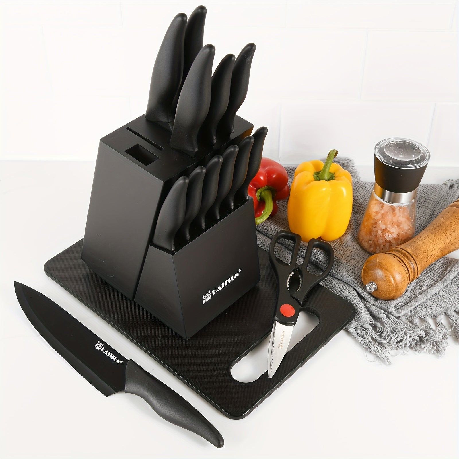 KüchenMeister™ 15-teiliges Profi-Messerset mit Messerblock & Zubehör
