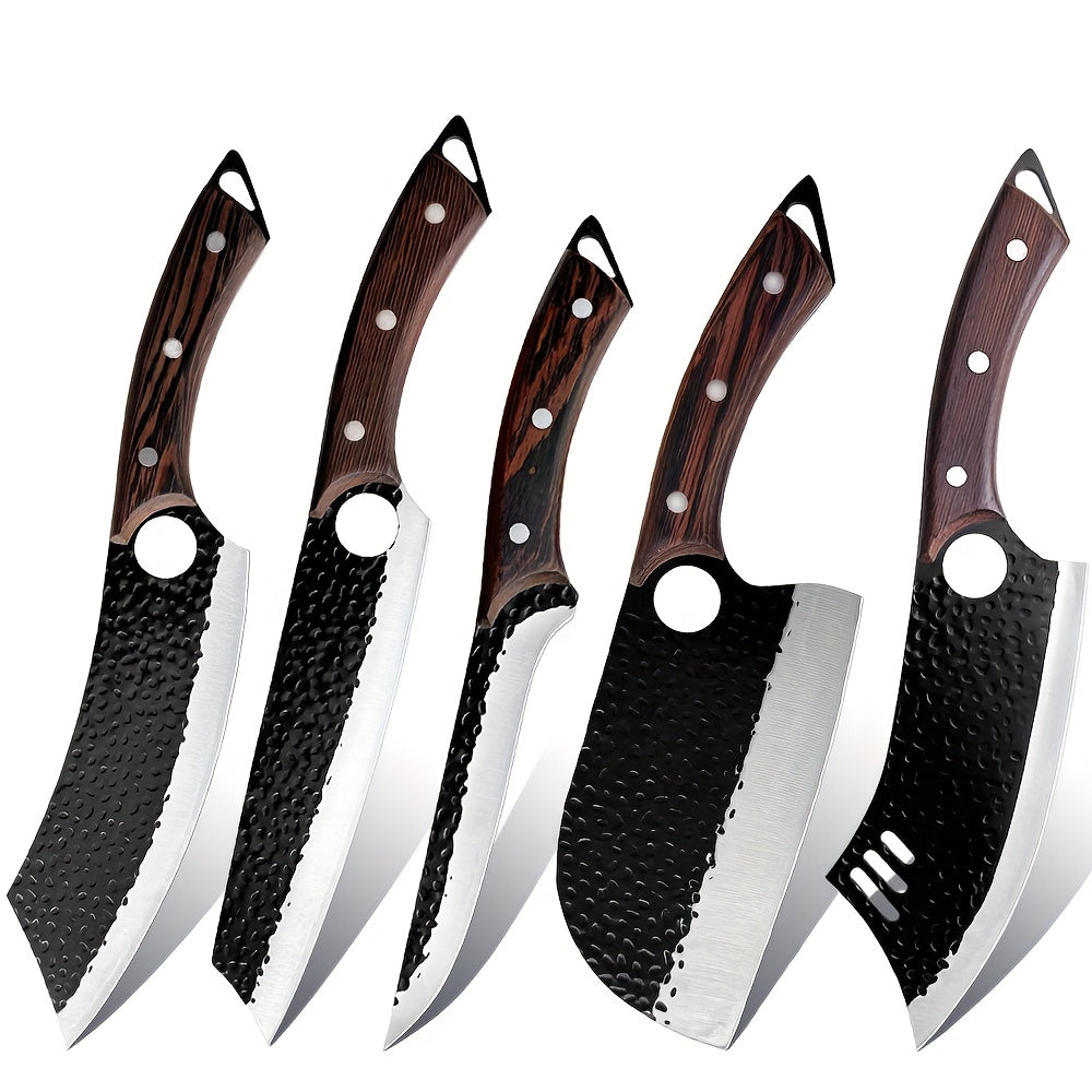 Haruki 5‑Klingen Profi-Messer-Set – 7Cr17MoV Edelstahl, Holzgriff & Nylon-Tragetasche für Küche & Outdoor