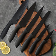 Kurotai 7‑teiliges Profi-Messer-Set – Schwarzes Titan-Küchenmesser Set aus rostfreiem Edelstahl mit ergonomischen Griffen