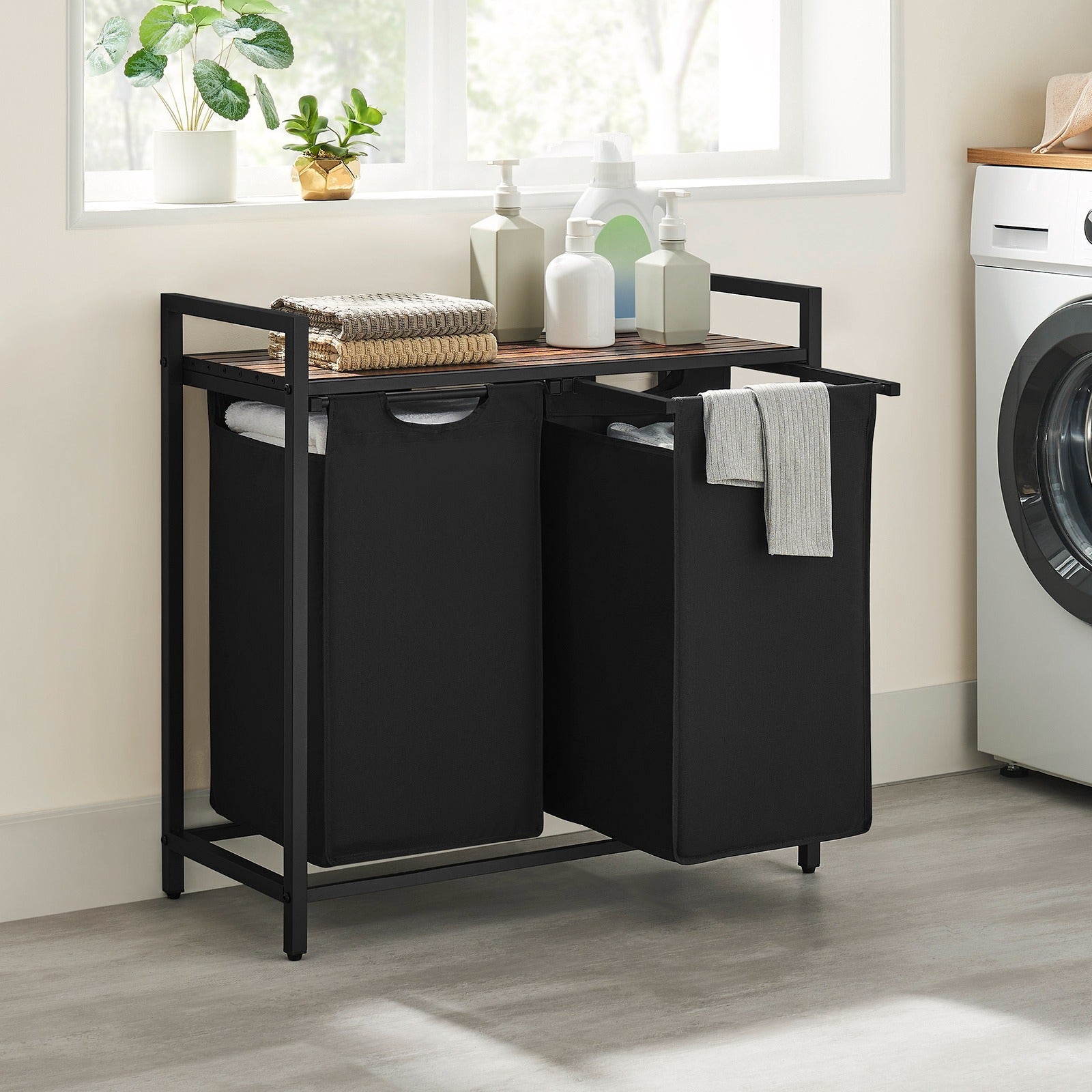 LaundryPro Wäschesortierer – Metallgestell mit 2 austauschbaren Wäschesäcken, platzsparend & flexibel